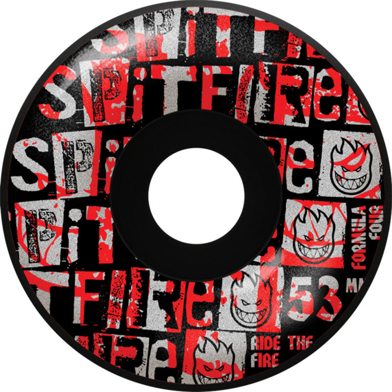Spitfire 53mm 99a F4 RADIAL RANSOM BLACK Skateboard Wheels 4pk