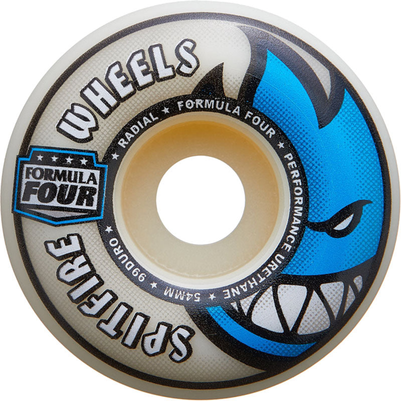 Spitfire 54mm 99a F4 RADIAL NATURAL/BLUE Skateboard Wheels 4pk