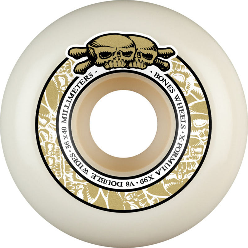 BONES WHEELS X-Formula Skateboard Wheels Double Wides V8 56mm X99 4pk White