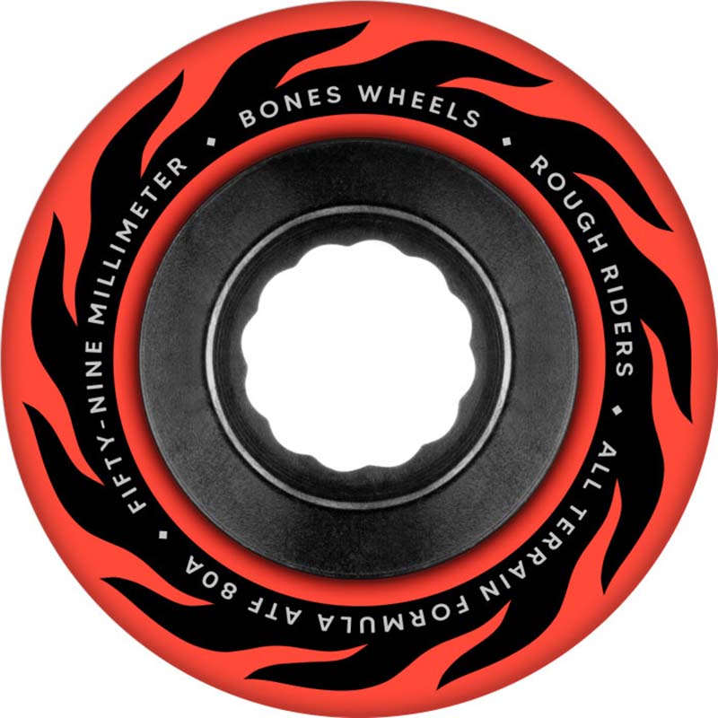BONES WHEELS ATF Rough Rider Skateboard Wheels ETERNAL FLAME 59MM ROUGH RIDERS 80A RED 4PK