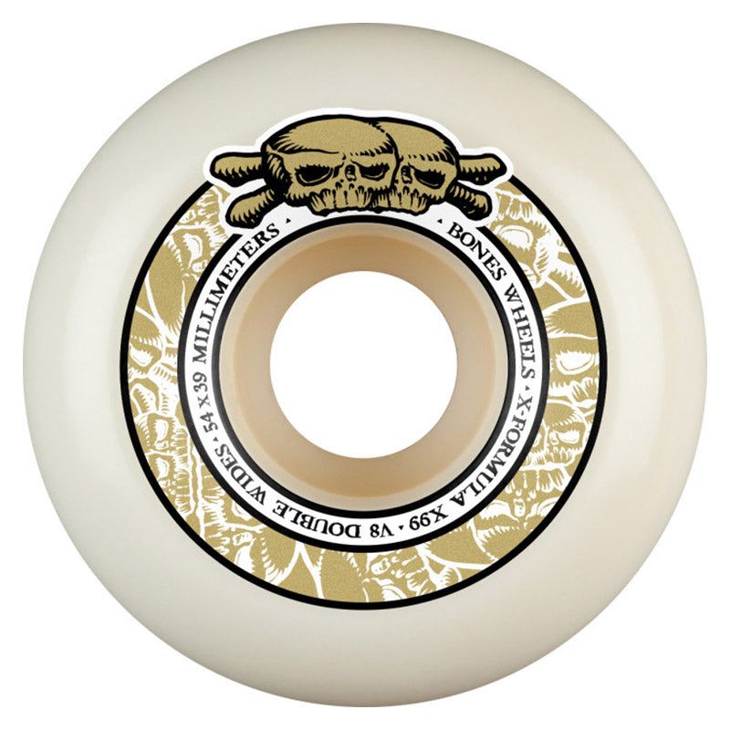 BONES WHEELS X-Formula Skateboard Wheels Double Wides V8 54mm X99 4PK White 5150 Skate Shop