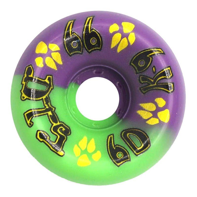 Dogtown 60mm 99a K-9 80s Neon Purple/Neon Green Skateboard Wheels 4pk 5150 Skate Shop