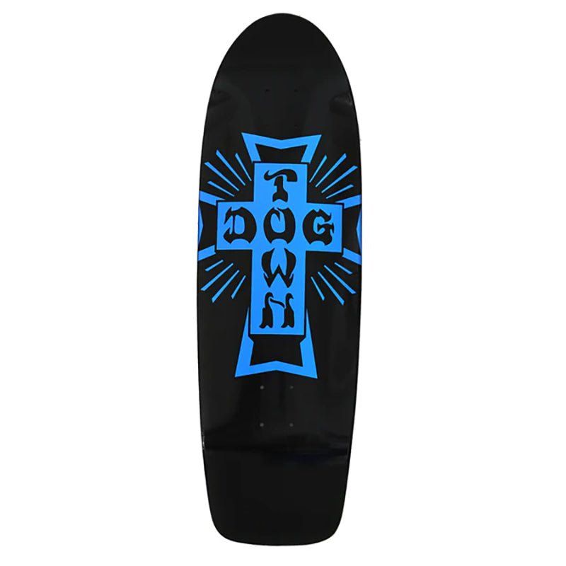Dogtown 9" x 30.575" Cross Logo 70s Rider Gloss Black / Metallic Blue Cross Skateboard Deck 5150 Skate Shop