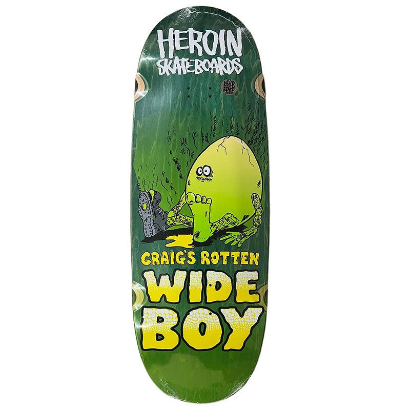 Heroin 10.75" CRAIG QUESTIONS ROTTEN WIDE BOY SHAPED Skateboard Deck 5150 Skate Shop