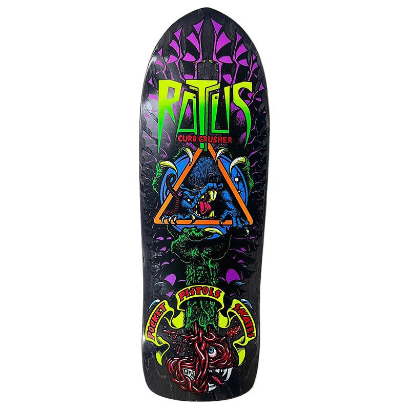 Pocket Pistols 10.25" PPS Rattus Curb Crusher BLACK STAIN Skateboard Deck 5150 Skate Shop