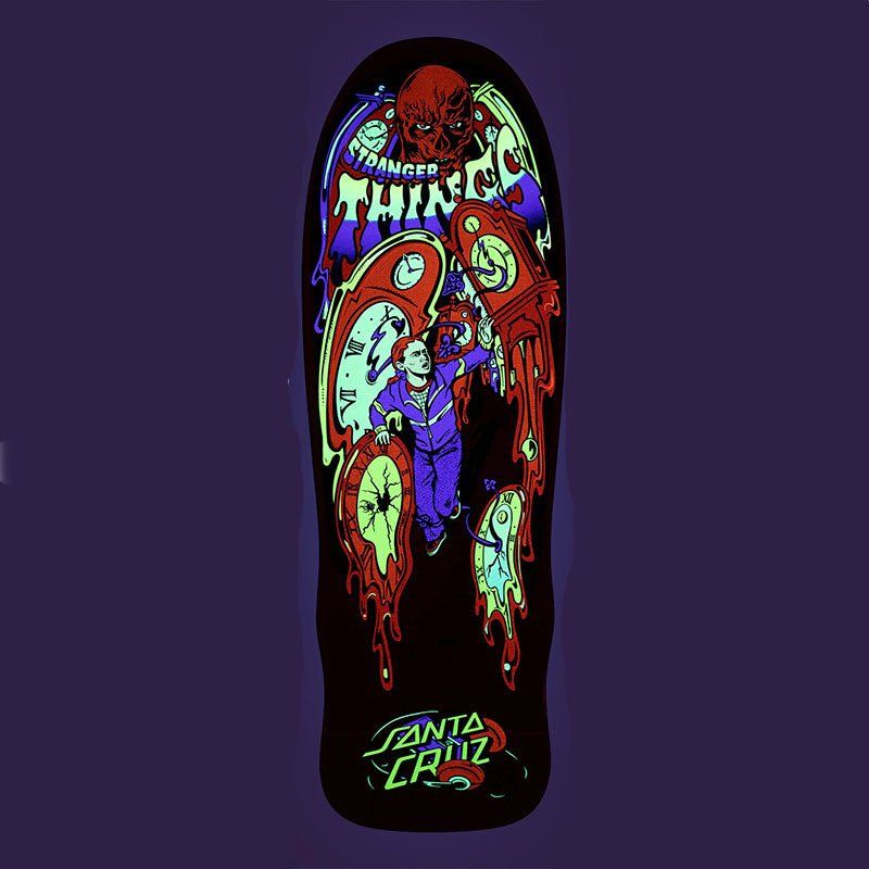 Santa Cruz 9.7" x 29.4" Stranger Things Grabke Max Melting Clock Skateboard Deck 5150 Skate Shop