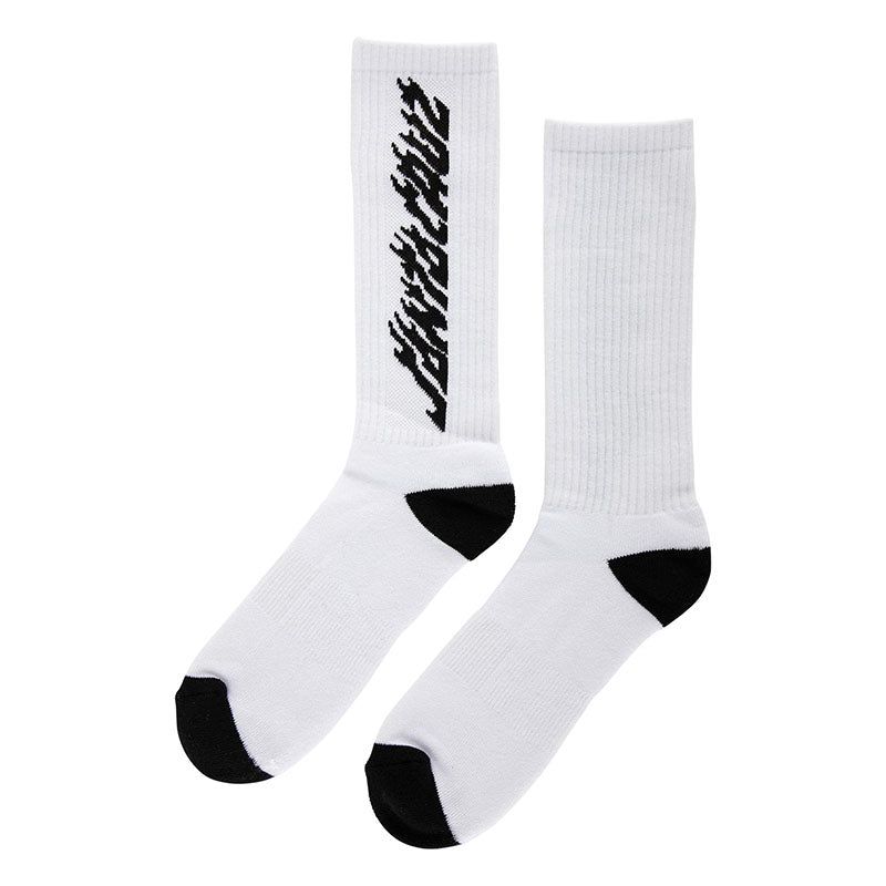 Santa Cruz Solid Flame Strip White Mens Socks 1pr 5150 Skate Shop