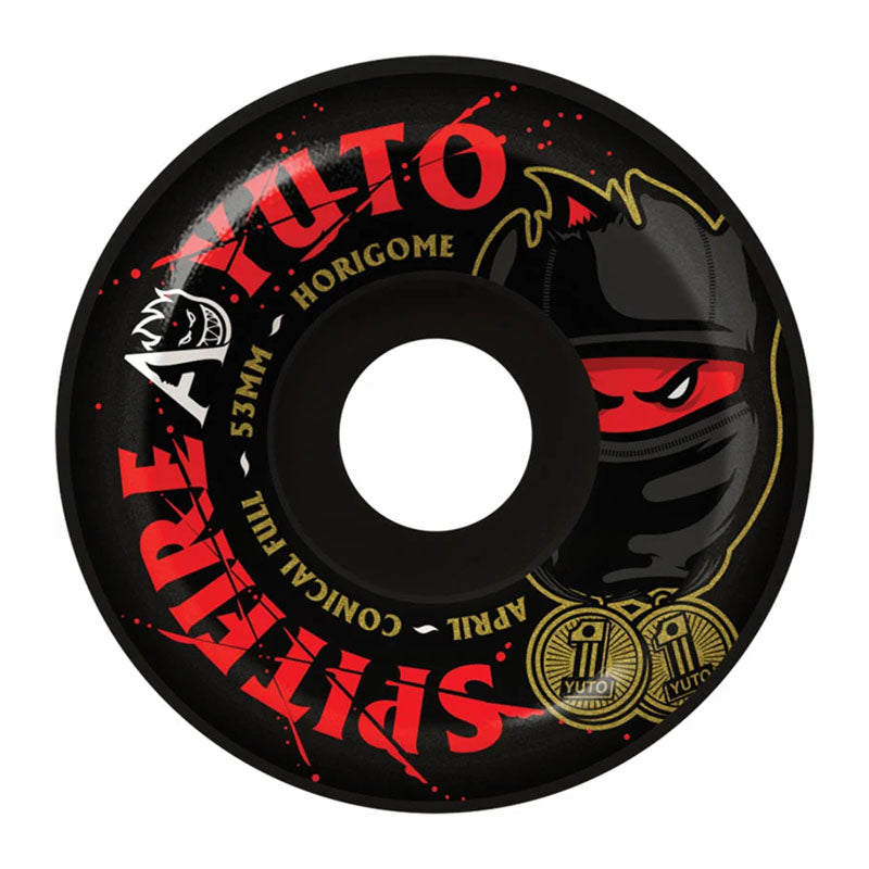 Spitfire 53mm 99a F4 APRIL HORIGOME CONICAL FULL Black Skateboard Wheels 4pk