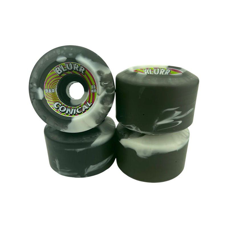 Blurr 60mm 96a Re-Issue Swirl Conical Black/White Skateboard Wheels 4pk 5150 Skate Shop