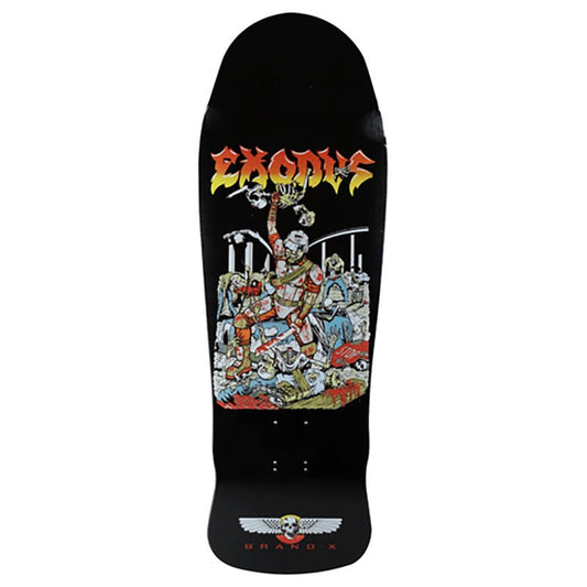 Brand-X-Toxic 10.25" x 31" Exodus Killing Crew Black Hand Screened Shaped Skateboard Deck-5150 Skate Shop