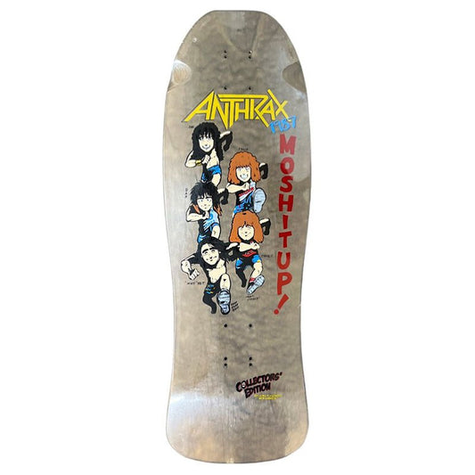 Brand-X-Toxic Anthax 10" x 32" 1987 Collectors Edition Shaped Hand Screened Tan Skateboard Deck-5150 Skate Shop