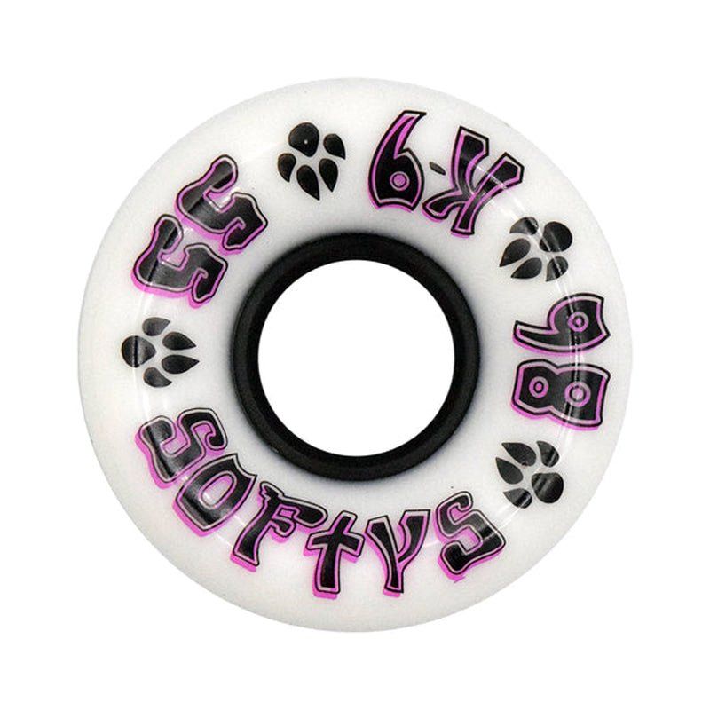 Dogtown 55mm x 86a K-9 Softys White Skateboard Wheels 4pk 5150 Skate Shop