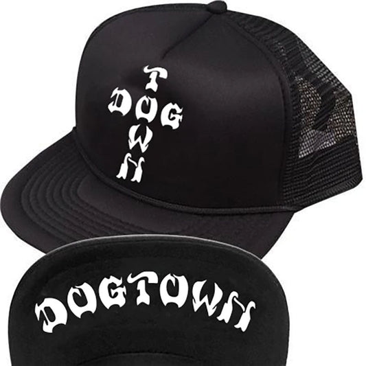 Dogtown Skateboards Cross Letters Flip Mesh Black Hat-5150 Skate Shop