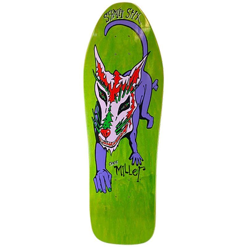 Schmitt Stix 10" x 31.875" Chris Miller Dog Large Re-issue GREEN STAIN Skateboard Deck 5150 Skate Shop