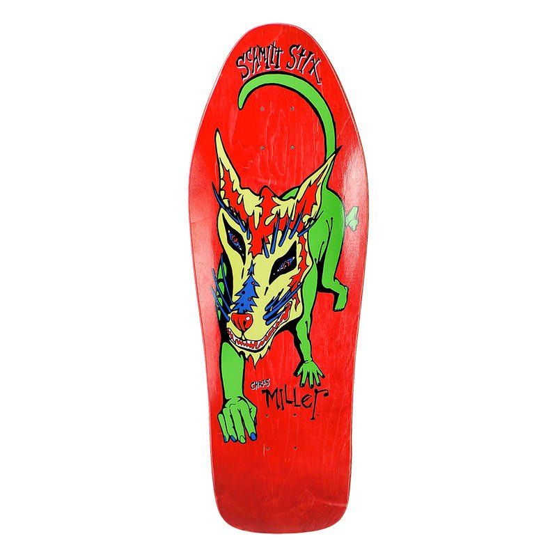 Schmitt Stix 10" x 31.875" Chris Miller Dog Large Re-issue RED STAIN Skateboard Deck 5150 Skate Shop
