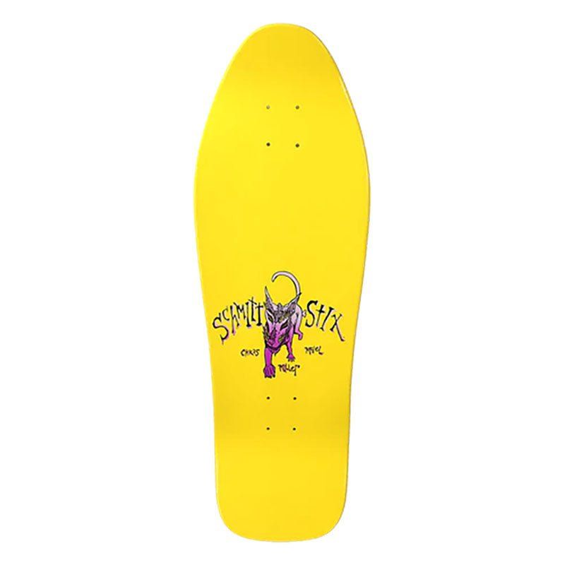 Schmitt Stix 10" x 31.875" Chris Miller Large Dog Re-Issue YELLOW DIP Skateboard Deck 5150 Skate Shop