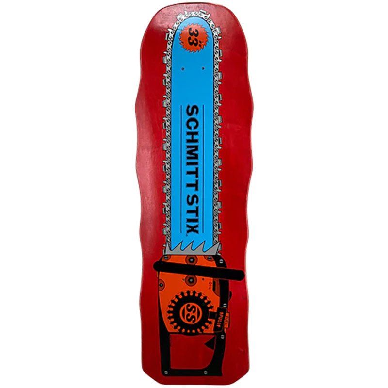 Schmitt Stix 10" x 33" Chainsaw RED STAIN Skateboard Deck 5150 Skate Shop