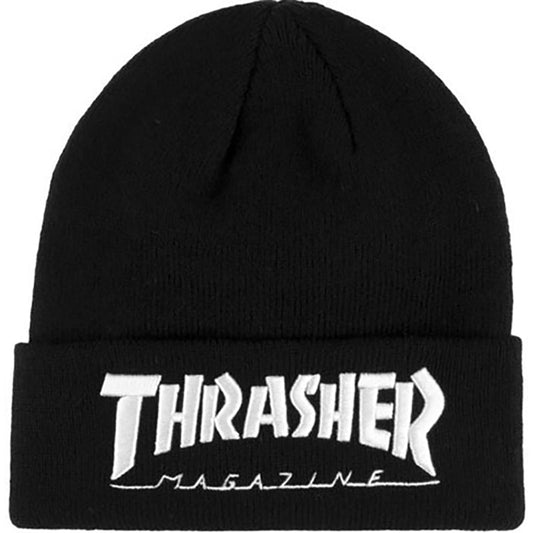 Thrasher Skateboard Magazine Embroidered Logo Black/White Beanie-5150 Skate Shop