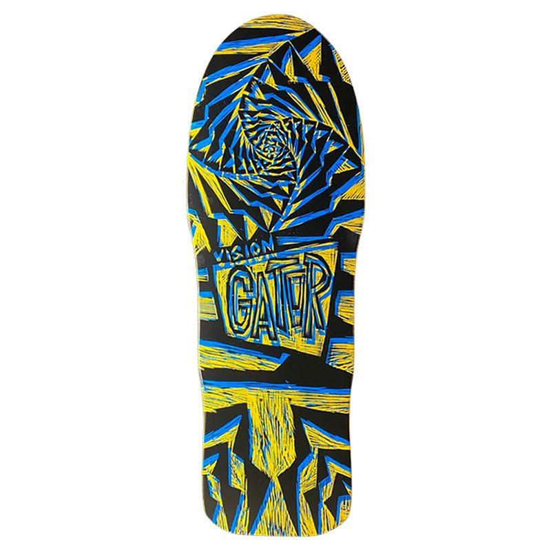 Vision 10.25"x 29.75"Gator II Woodcut Art by Sean Starwars Yellow/Black Dip Skateboard Deck 5150 Skate Shop