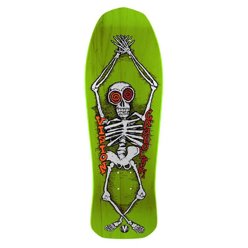 Vision 10" x 30.25" Groholski Skeleton Modern Concave Lime Stain Skateboard Deck 5150 Skate Shop