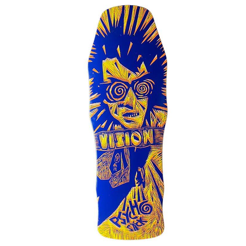 Vision 10"x 30" Original Psycho Stick Woodcut Art by Sean Starwars Yellow/Blue Stain Skateboard Deck 5150 Skate Shop