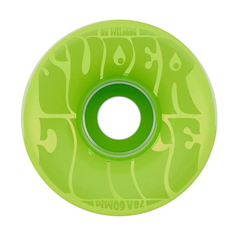 OJ 60mm 78a Bubble Gum Super Juice Transparent Green Skateboard Wheels 4pk