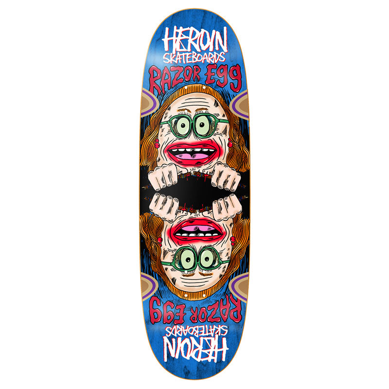 Heroin 9.75" AUNTIE RAZOR EGG WHEEL WELLS SHAPED Skateboard Deck