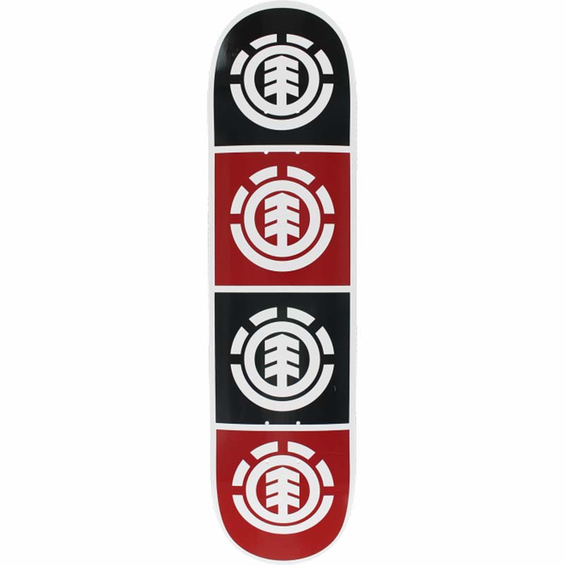 Element 8.0" QUADRANT  WHITE W/BLACK/RED Skateboard Deck
