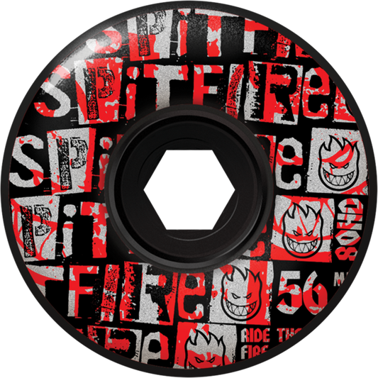 Spitfire 56mm 80HD RANSOM RADIAL FULL BLACK Skateboard Wheels 4pk