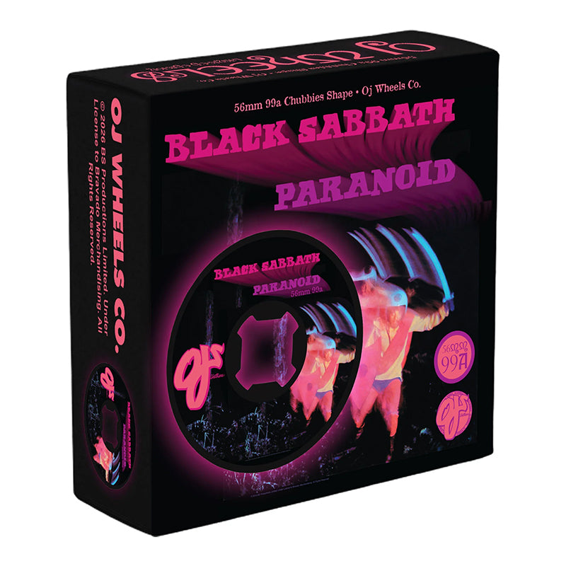 OJ 56mm 99a Black Sabbath Paranoid Chubbies Black Skateboard Wheels 4pk