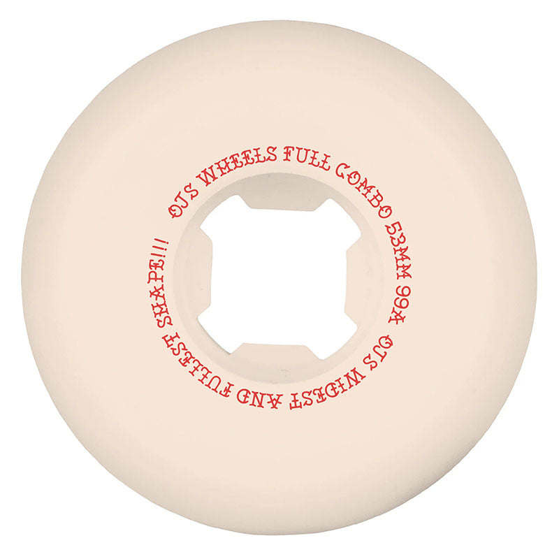 OJ 53mm 99a Team Elite White Full Combo Skateboard Wheels 4pk