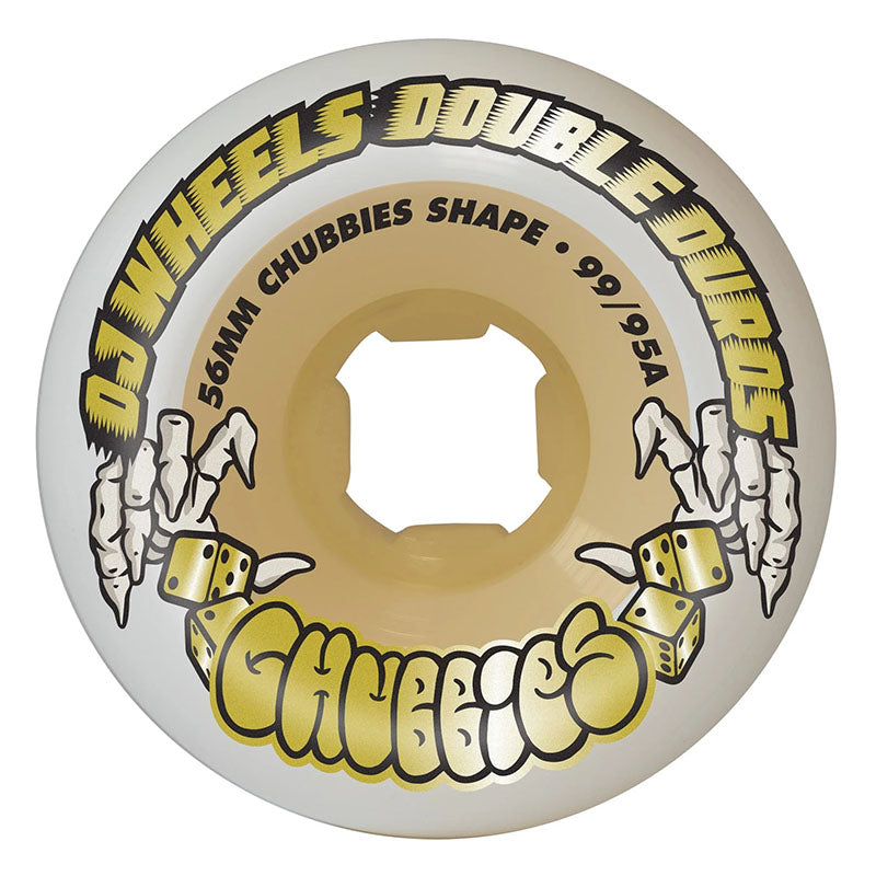 OJ 56mm 99a/95a Double Duro White Gum Chubbies Skateboard Wheels 4pk