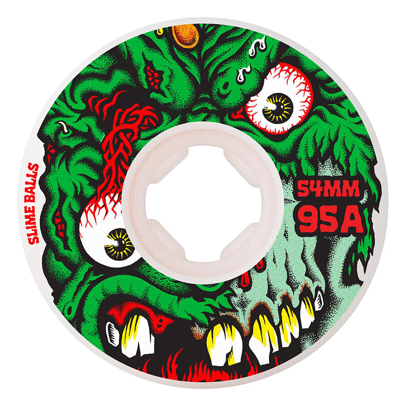 Slime Balls 54mm 95a Roskopp Face Two Reissue White Hardline Skateboard Wheels 4pk