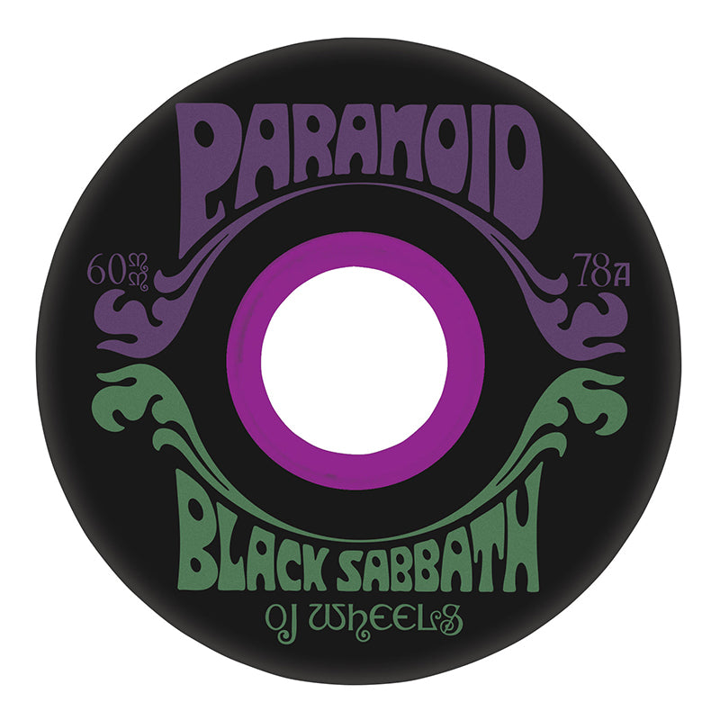 OJ  60mm 78a Black Sabbath Paranoid Super Juice Black Skateboard Wheels 4pk