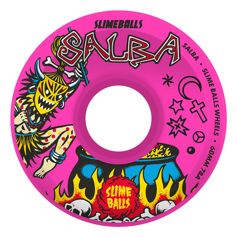 Slime Balls 60mm 78a Salba Witch Doctor Reissue OG Slime Pink Skateboard Wheels 4pk