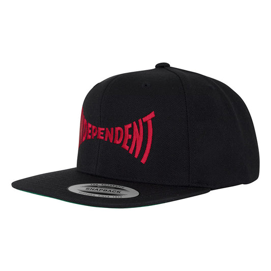 Independent Span Embroidered Snapback Structured Hat Black/Dk Red OS Unisex