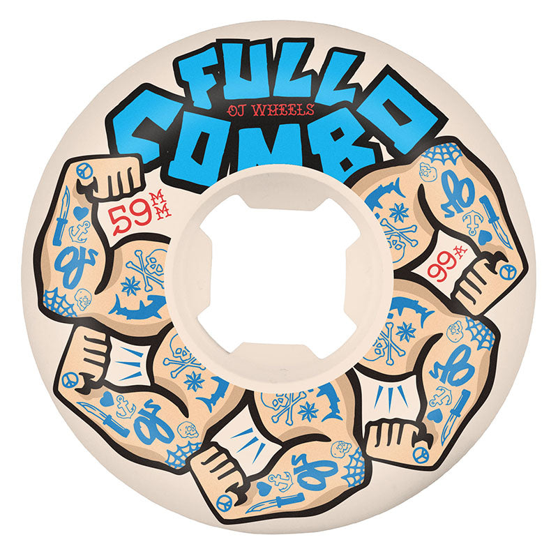 OJ 59mm 99a Team Elite White Full Combo Skateboard Wheels 4pk