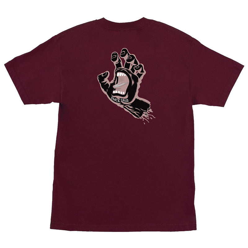 Screaming Hand Short Sleeve Maroon w/Black Rose T-Shirt Mens