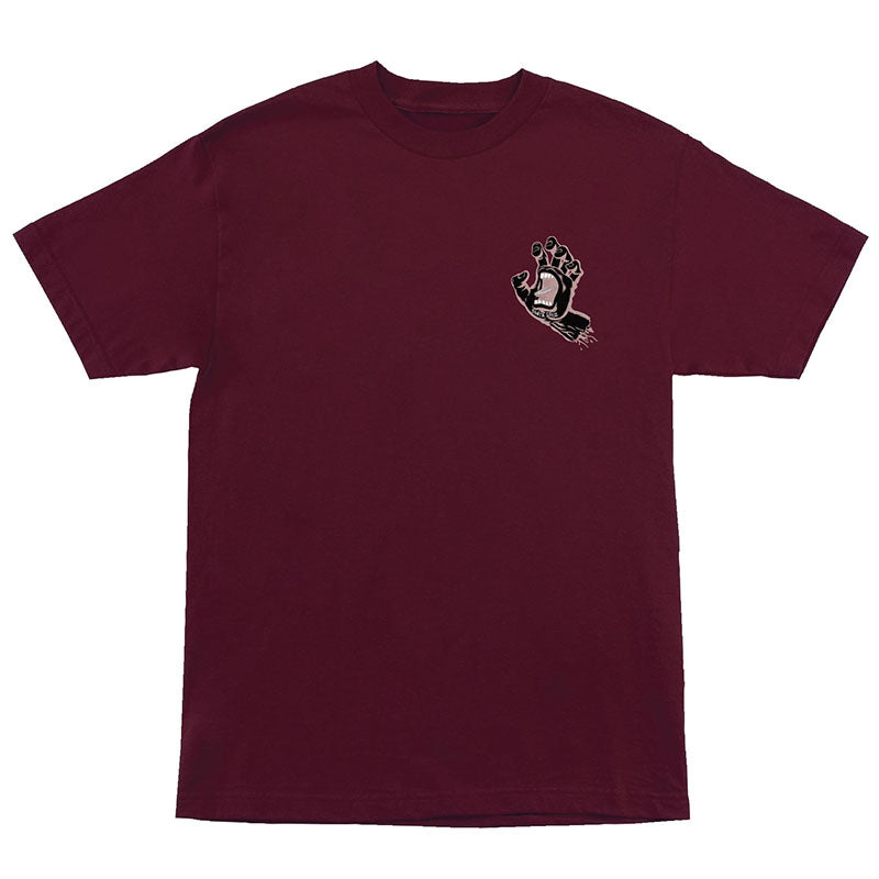 Screaming Hand Short Sleeve Maroon w/Black Rose T-Shirt Mens