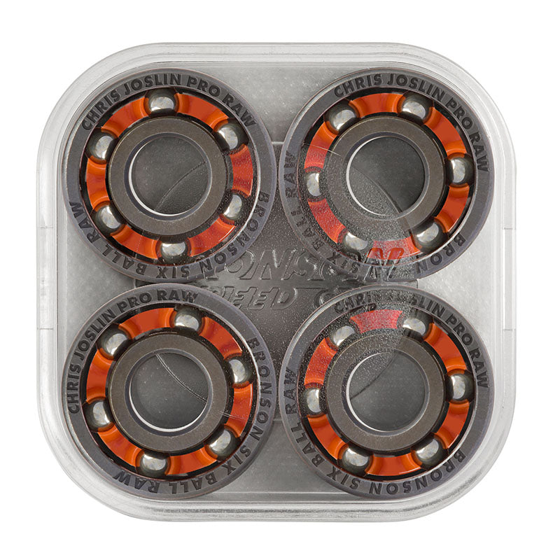 Bronson Speed Co. Chris Joslin Pro 6-Ball Raw Skateboard Bearings 8pk