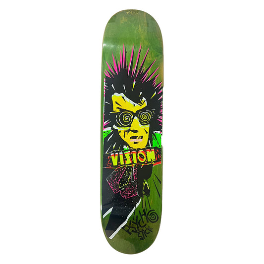 Vision 7.75" NOS OFFICIAL VISION HAND SCREENED Green Stain Skateboard Deck