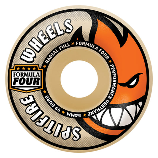 Spitfire 54mm 99a F499 RADIAL FULL NAT/ORG Skateboard Wheels 4pk