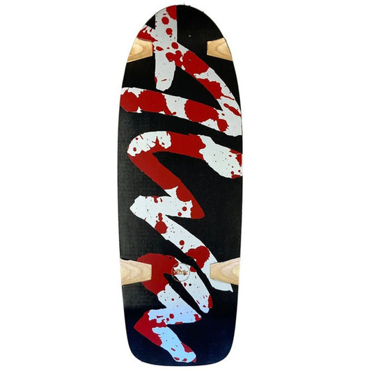 ALVA 10.5" x 30.5" OG Logo BLACK/SILVER RED Splatter Skateboard Deck