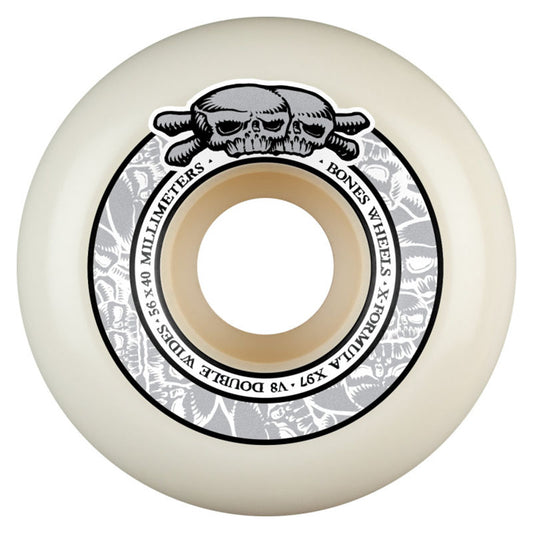 BONES WHEELS X-Formula Skateboard Wheels Double Wides V8 56mm X97 4PK White