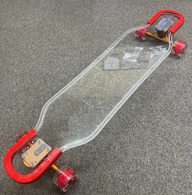 Ghost Boards X 5150 Skate Shop 39" LED Custom Complete Longboard Topograph Metallic Gold Trucks/LED Red Wheels #C1