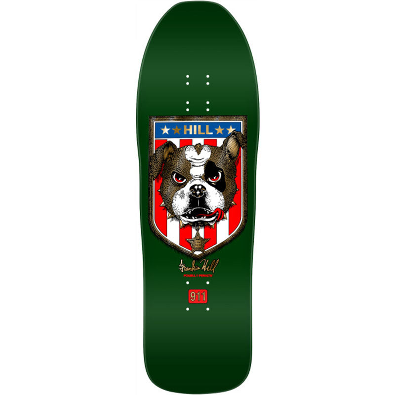 Powell Peralta 10" x 31.5" Frankie Hill Bulldog Green / Gold Foil Reissue Skateboard Deck