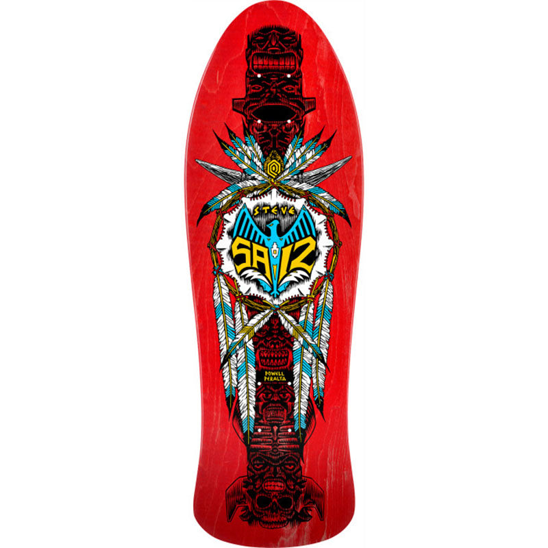 Powell Peralta 10" x 30.81" Steve Saiz Totem Reissue Red Veneer Skateboard Deck