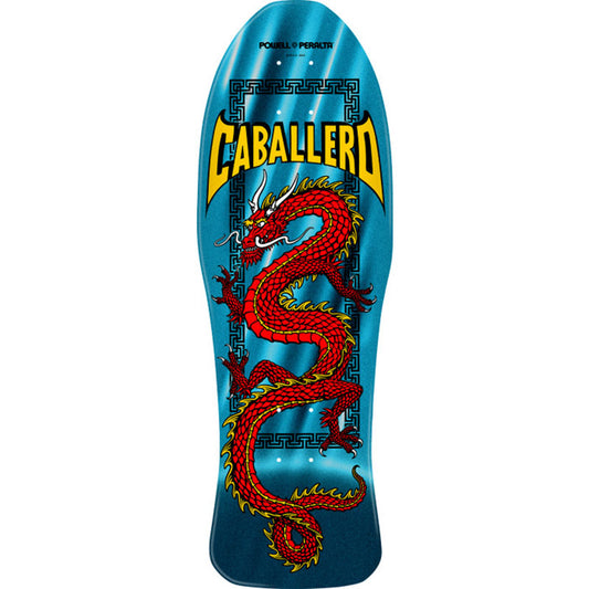 Powell Peralta 10" x 30" Steve Caballero Chinese Dragon Aqua Foil Reissue Skateboard Deck