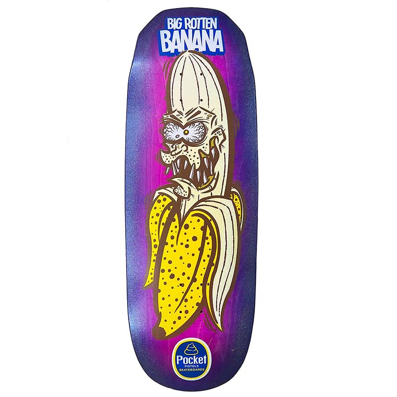 Pocket Pistols (PPS) 10.75" Big Rotten Banana Gigante Pink Stain Blue Fade Glitter Skateboard Deck