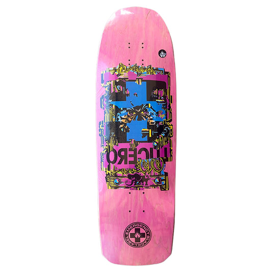 Black Label 10" LUCERO MASHUP CUSTOM CROSS Pink Stain Skateboard Deck